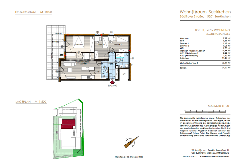 Wohnung zum Kauf provisionsfrei 559.900 € 4 Zimmer 75,1 m² 2. Geschoss Seekirchen am Wallersee 5201