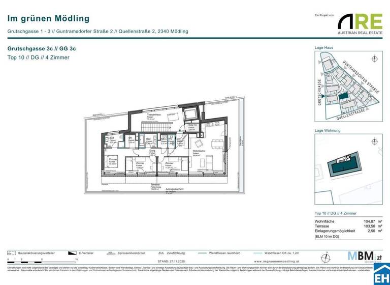 Wohnung zum Kauf - Erstbezug provisionsfrei 743.150 € 4 Zimmer 104,9 m² Grutschgasse 3c Mödling 2340