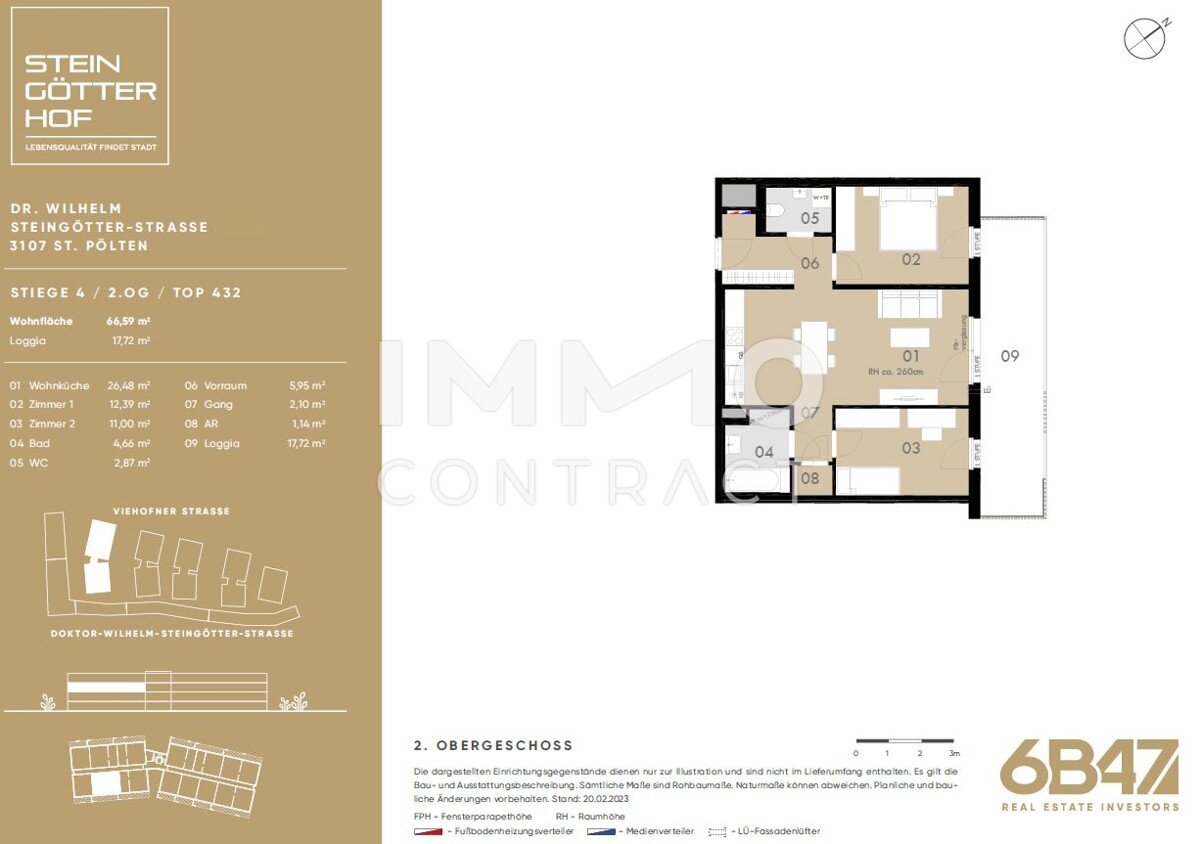 Wohnung zum Kauf provisionsfrei 252.000 € 3 Zimmer 66,6 m²<br/>Wohnfläche 2.<br/>Geschoss St. Pölten St.Pölten 3100