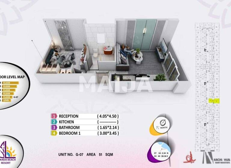 Studio zum Kauf 41.000 € 2 Zimmer 41 m² 3. Geschoss Lavanda resort Hurghada 1974301