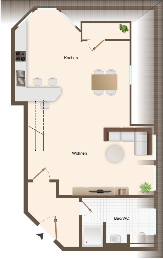 Wohnung zum Kauf 135.000 € 1,5 Zimmer 56 m²<br/>Wohnfläche 3.<br/>Geschoss Mockritz-Ost (Gostritzer Str.) Dresden 01217