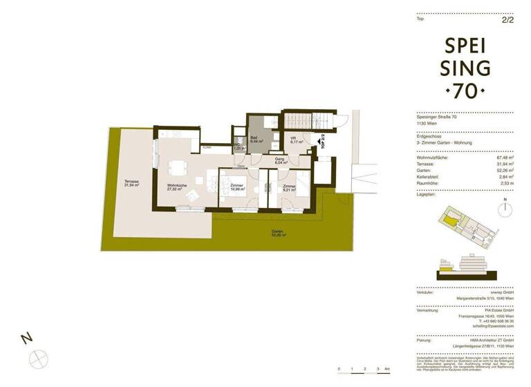 Wohnung zum Kauf - Erstbezug 670.000 € 3 Zimmer 67,4 m² EG frei ab 01.06.2026 Speisinger Straße Wien 1130