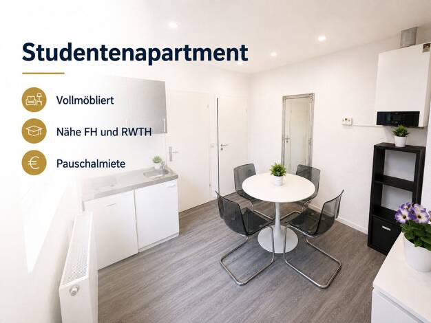 Wohnung zur Miete auf Zeit 790 € 2 Zimmer 24 m² frei ab sofort Aachen Aachen - Mitte 52070
