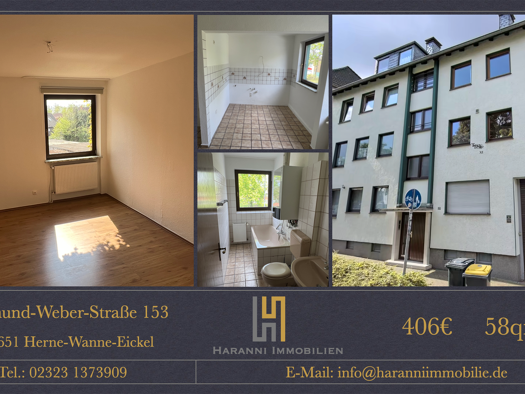 Wohnung zur Miete 406 € 2 Zimmer 58 m² 1. Geschoss frei ab sofort Edmund-Weber-Straße 153 Röhlinghausen Herne 44651