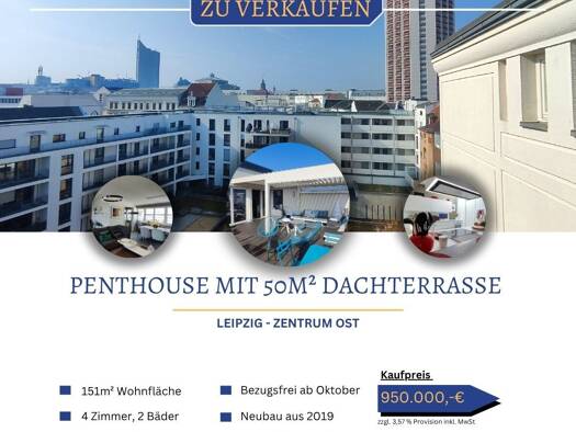 Penthouse zum Kauf 950.000 € 4 Zimmer 151,3 m² 6. Geschoss Zentrum-Ost Mitte 04103