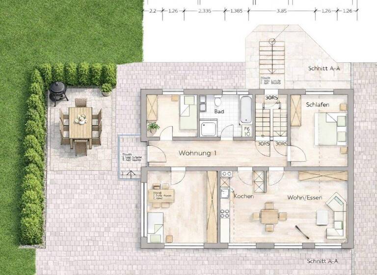 Wohnung zur Miete 830 € 4 Zimmer 90 m² EG Unterringingen 72 Unterringingen Bissingen 86657