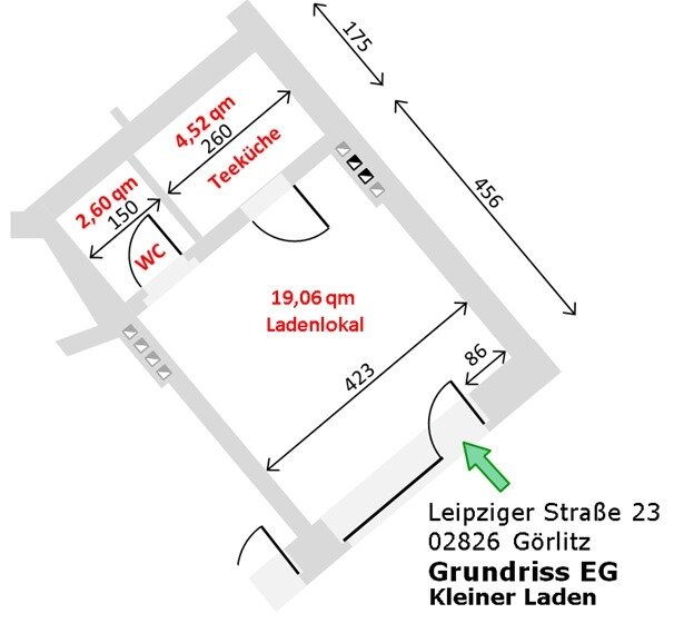 Büro-/Praxisfläche zur Miete provisionsfrei 150 € 1 Zimmer 26,2 m²<br/>Bürofläche Leipziger Str. 23 Innenstadt Görlitz 02826