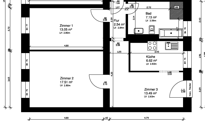 Wohnung zur Miete 580 € 2 Zimmer 61 m²<br/>Wohnfläche 1.<br/>Geschoss ab sofort<br/>Verfügbarkeit Friesenstraße 13 Neustadt Brandenburg an der Havel 14776