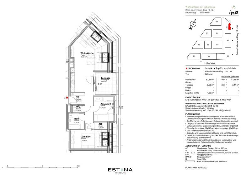 Wohnung zur Miete 1.153 € 3 Zimmer 83,5 m² 4. Geschoss Rosa-Jochmann-Ring Wien 1110