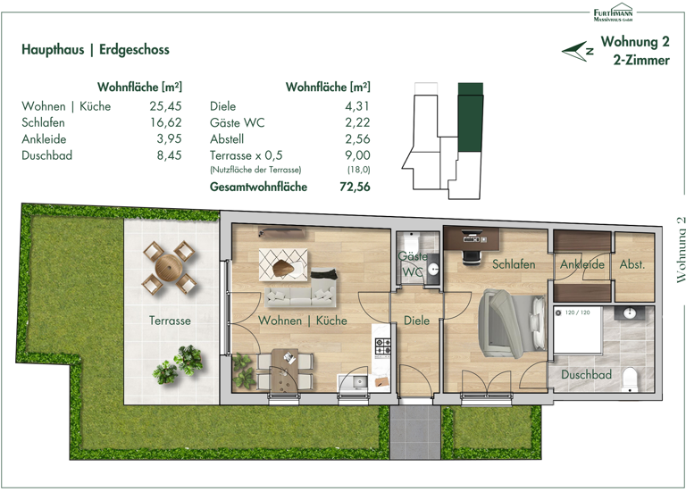 Terrassenwohnung zum Kauf provisionsfrei 387.500 € 2 Zimmer 72,6 m² EG frei ab sofort Solinger Straße 72 Immigrath Langenfeld (Rheinland) 40764