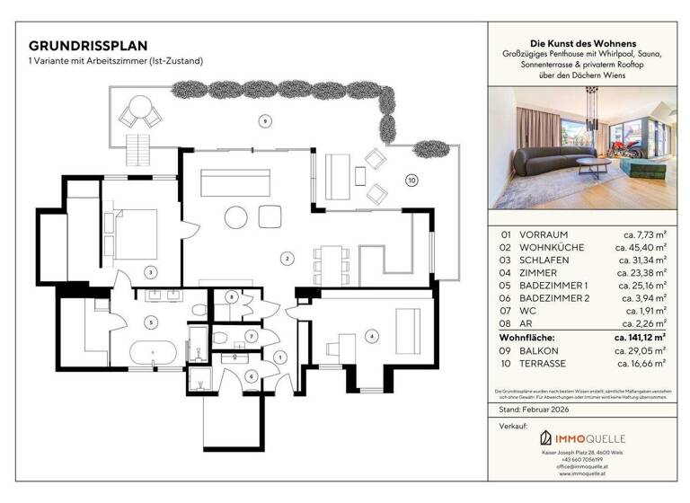 Wohnung zum Kauf 1.750.000 € 3 Zimmer 141,1 m² Wien 1040