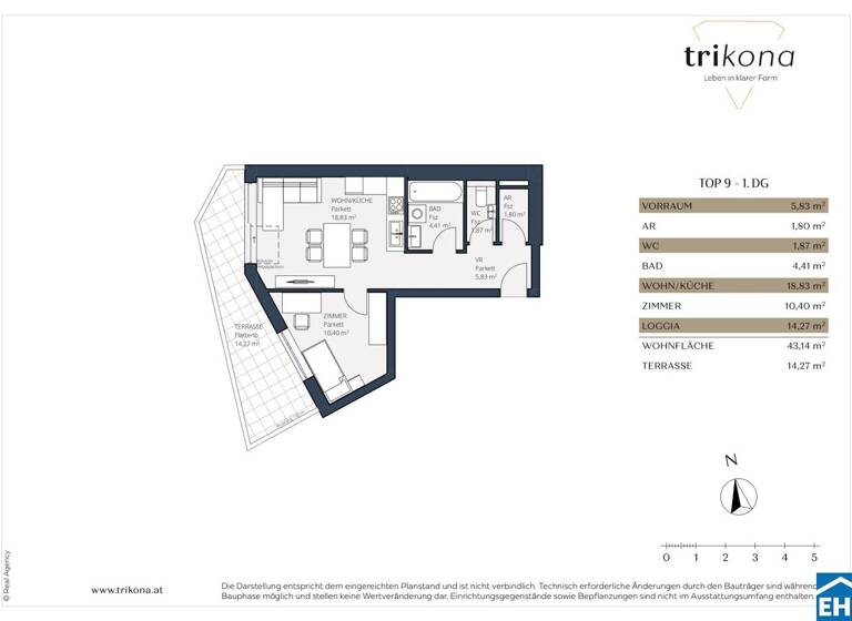 Wohnung zum Kauf 257.608 € 2 Zimmer 43,1 m² 4. Geschoss Dreherstraße Wien 1110