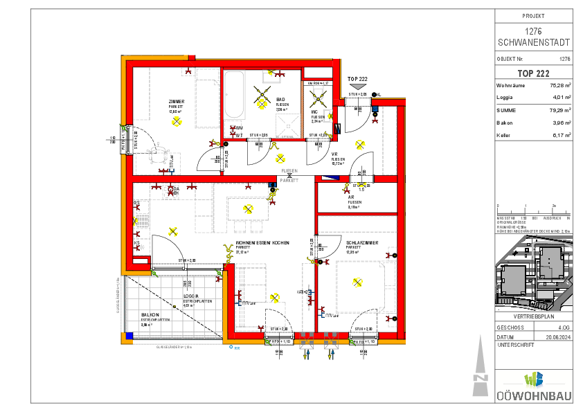 Wohnung zur Miete 916 € 3 Zimmer 75,3 m²<br/>Wohnfläche 4.<br/>Geschoss Alleehof 4 und 5 Schwanenstadt 4690