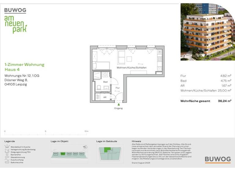 Wohnung zum Kauf 118.000 € 1 Zimmer 36,2 m²<br/>Wohnfläche 1.<br/>Geschoss Dösner Weg 8 Zentrum-Südost Leipzig 04103