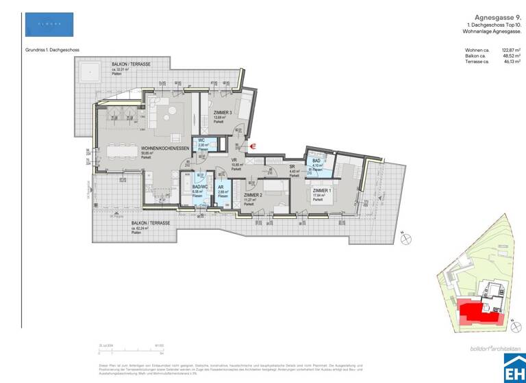 Wohnung zum Kauf - Erstbezug 1.525.800 € 4 Zimmer 122,9 m² 2. Geschoss Agnesgasse Wien 1190