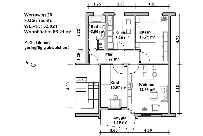 Wohnung zur Miete 649 € 3 Zimmer 66,2 m²<br/>Wohnfläche ab sofort<br/>Verfügbarkeit Werraweg 28 Bärenkämpen 1 Minden 32425