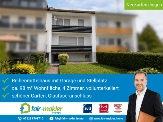 Reihenmittelhaus zum Kauf 299.000 € 4 Zimmer 98,7 m² 201 m² Grundstück Neckartenzlingen 72654