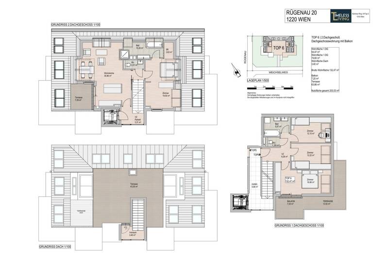 Penthouse zum Kauf - Erstbezug 1.300.000 € 4 Zimmer 132 m² 1. Geschoss Rügenau 20 Wien 1220