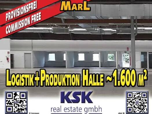 Produktionshalle zur Miete provisionsfrei 6.400 € 1.660 m² Lagerfläche Marl 45768