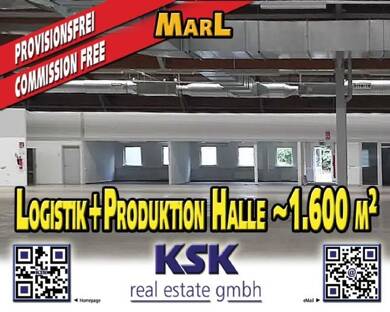 Produktionshalle zur Miete provisionsfrei 6.400 € 1.660 m² Lagerfläche Alt-Marl Marl 45768