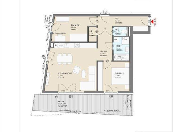 Wohnung zum Kauf - Erstbezug 444.000 € 3 Zimmer 80,3 m² 4. Geschoss Kohldorfer Straße 96 St. Martin Klagenfurt am Wörthersee 9020