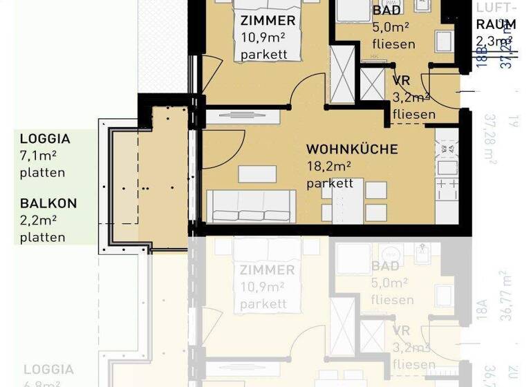 Wohnung zum Kauf - Erstbezug 290.500 € 2 Zimmer 37,3 m² 1. Geschoss frei ab 30.06.2027 Feßlergasse 14-16 Wien 1100