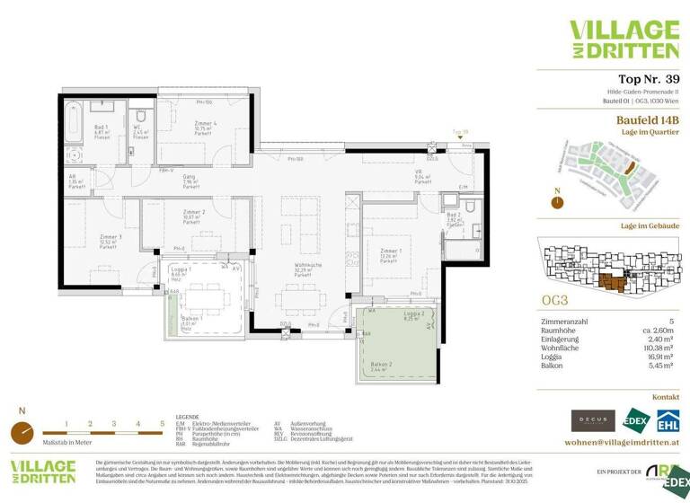 Wohnung zum Kauf - Erstbezug 910.000 € 5 Zimmer 110,4 m² 3. Geschoss Hilde-Güden-Promenade 11 Wien 1030
