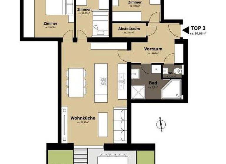 Wohnung zur Miete - Erstbezug 1.399 € 4 Zimmer 98 m² EG Stattersdorf St.Pölten 3100