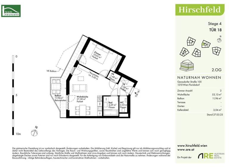 Wohnung zum Kauf - Erstbezug provisionsfrei 319.900 € 2 Zimmer 53,1 m² 2. Geschoss Gerasdorfer Straße 105 Wien 1210
