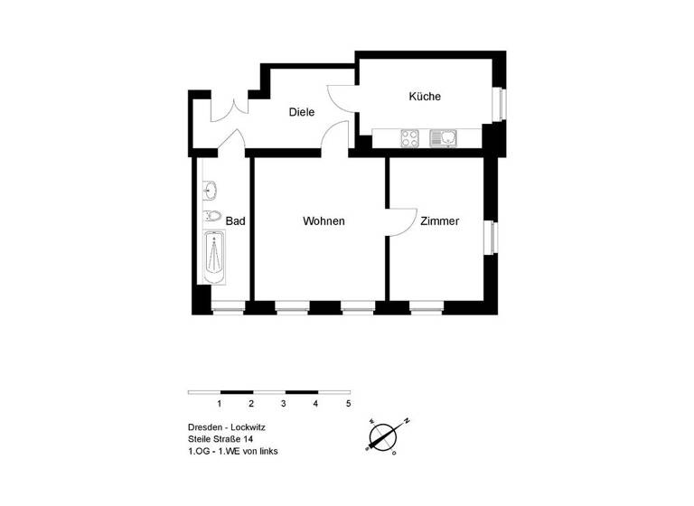 Wohnung zur Miete 509 € 2 Zimmer 58,5 m² 1. Geschoss Steile Str. 14 Lockwitz Dresden 01259