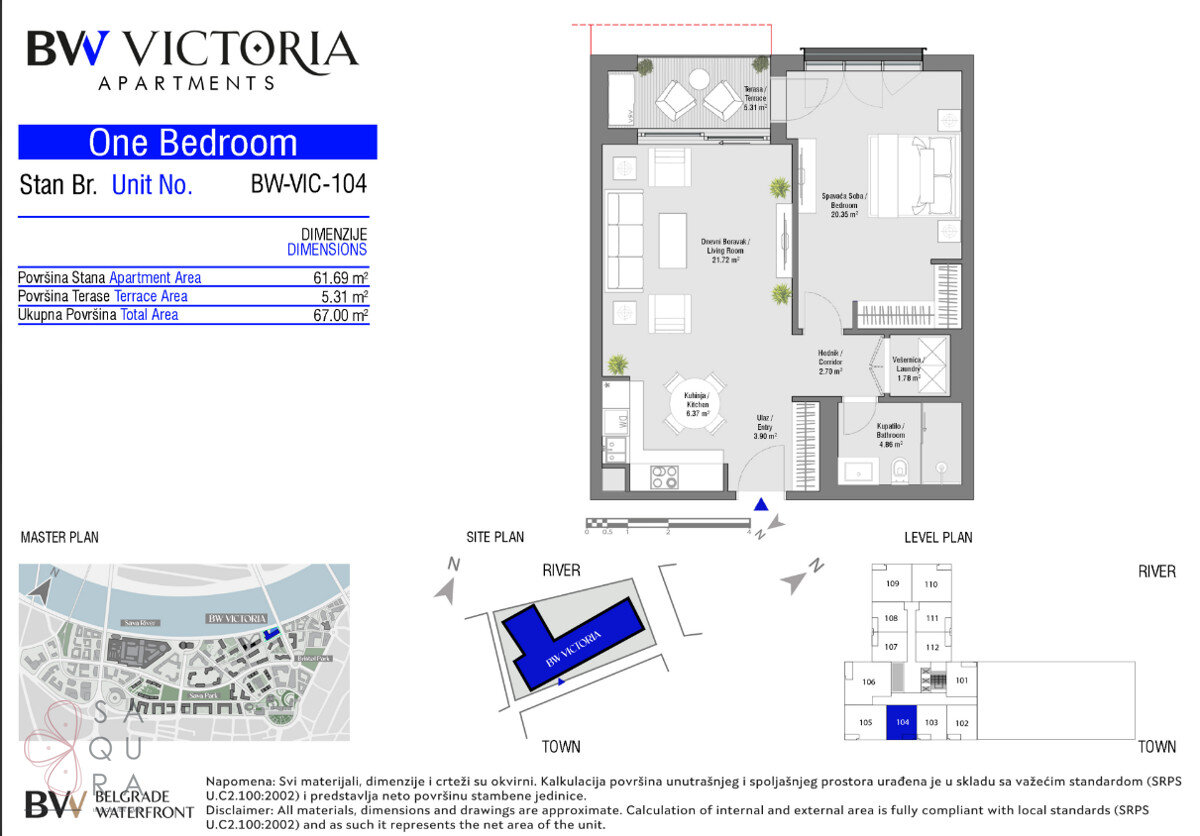 Wohnung zum Kauf provisionsfrei 339.888 € 2 Zimmer 61,7 m²<br/>Wohnfläche Belgrad Waterfront 11000