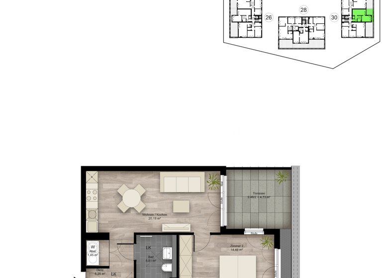 Wohnung zum Kauf - Erstbezug provisionsfrei 324.900 € 2 Zimmer 51,5 m² Elisabeth-Habeth-Weg 24-32 Witterschlick Alfter 53347