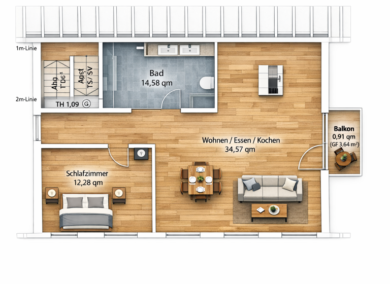 Wohnung zum Kauf 379.000 € 2 Zimmer 62,3 m² 1. Geschoss Otterfing 83624