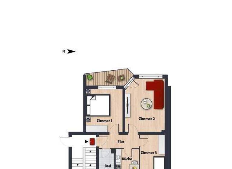 Wohnung zur Miete 429 € 3 Zimmer 56,9 m² 1. Geschoss frei ab sofort Saarstr. 20 Hohenstein Wolfsburg 38440