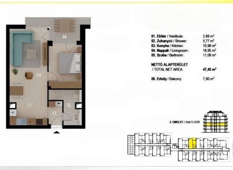 Wohnung zum Kauf provisionsfrei 215.500 € 2 Zimmer 47 m² Siófok 8600