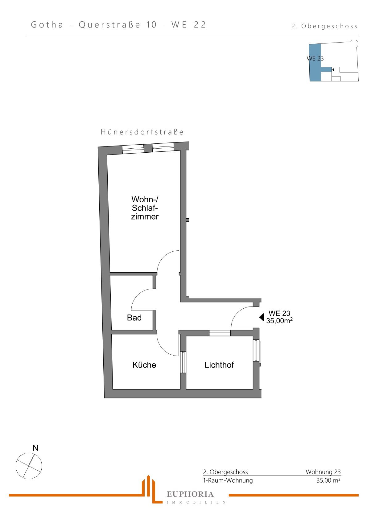 Studio zur Miete 350 € 1 Zimmer 35 m²<br/>Wohnfläche 2.<br/>Geschoss 01.01.2025<br/>Verfügbarkeit Mitte Gotha 99867