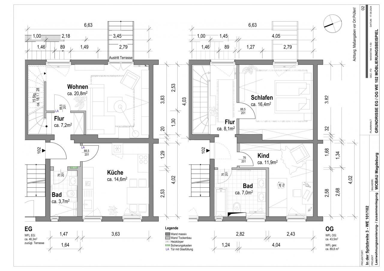 Wohnung zur Miete 1.056 € 3 Zimmer 96 m²<br/>Wohnfläche EG<br/>Geschoss In der Spitzbreite 3 Kleiner Harz Magdeburg 39118