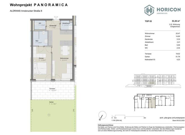 Wohnung zum Kauf 465.000 € 2 Zimmer 53,3 m² EG Aldrans 6071