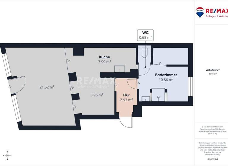 Bürofläche zum Kauf 179.000 € 1 Zimmer 50 m² Bürofläche Stadtmitte Esslingen 73728