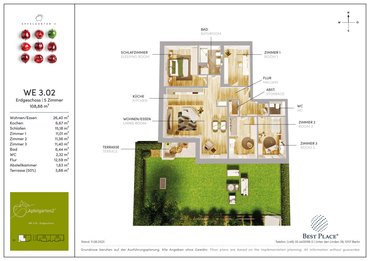 Wohnung zum Kauf provisionsfrei 899.000 € 5 Zimmer 108,9 m²<br/>Wohnfläche EG<br/>Geschoss ab sofort<br/>Verfügbarkeit Speierlingstraße 46 Bierstadter Flur Wiesbaden 65191