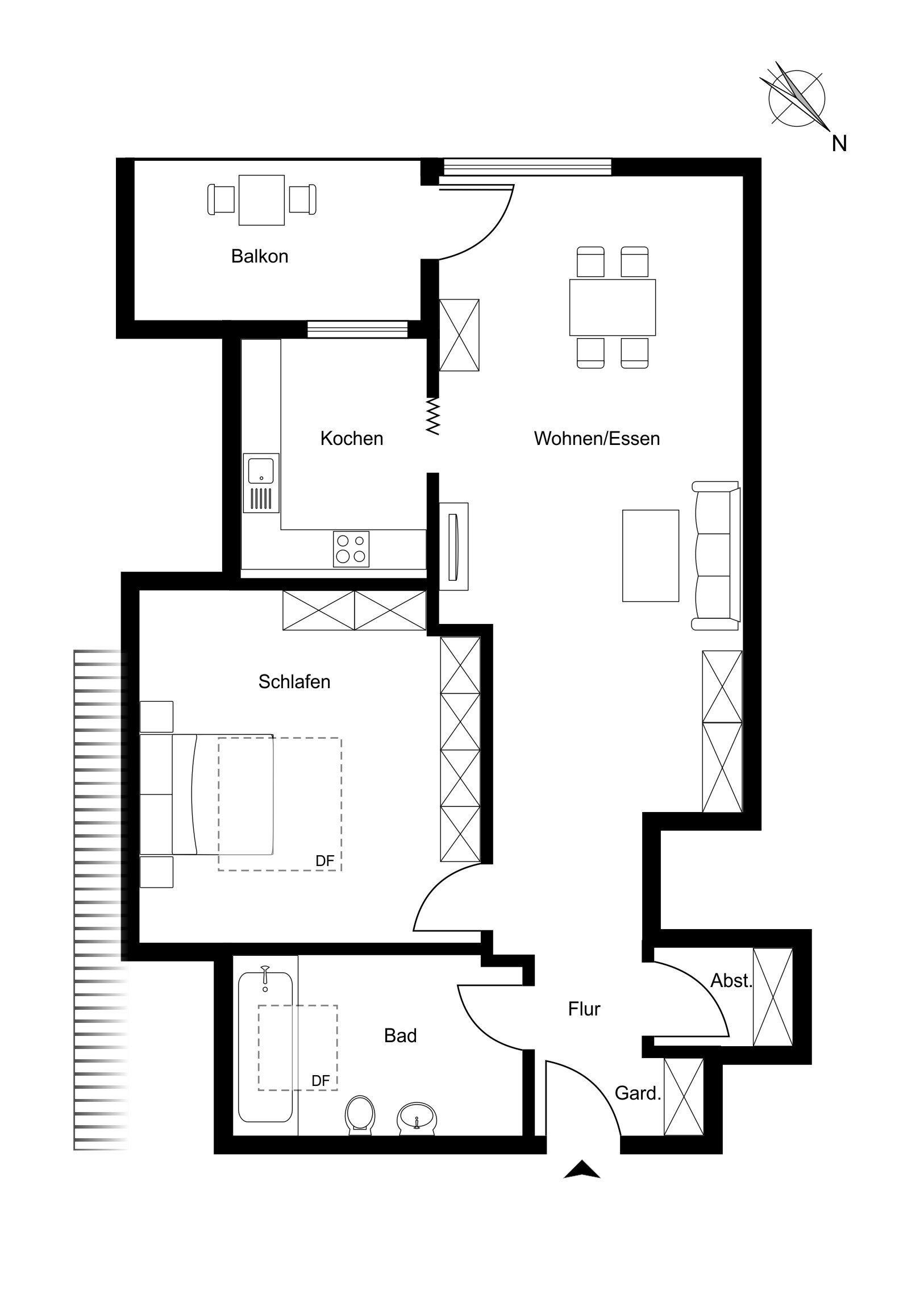 Wohnung zum Kauf 159.000 € 2 Zimmer 53,3 m²<br/>Wohnfläche 2.<br/>Geschoss Neuenhaßlau Hasselroth 63594