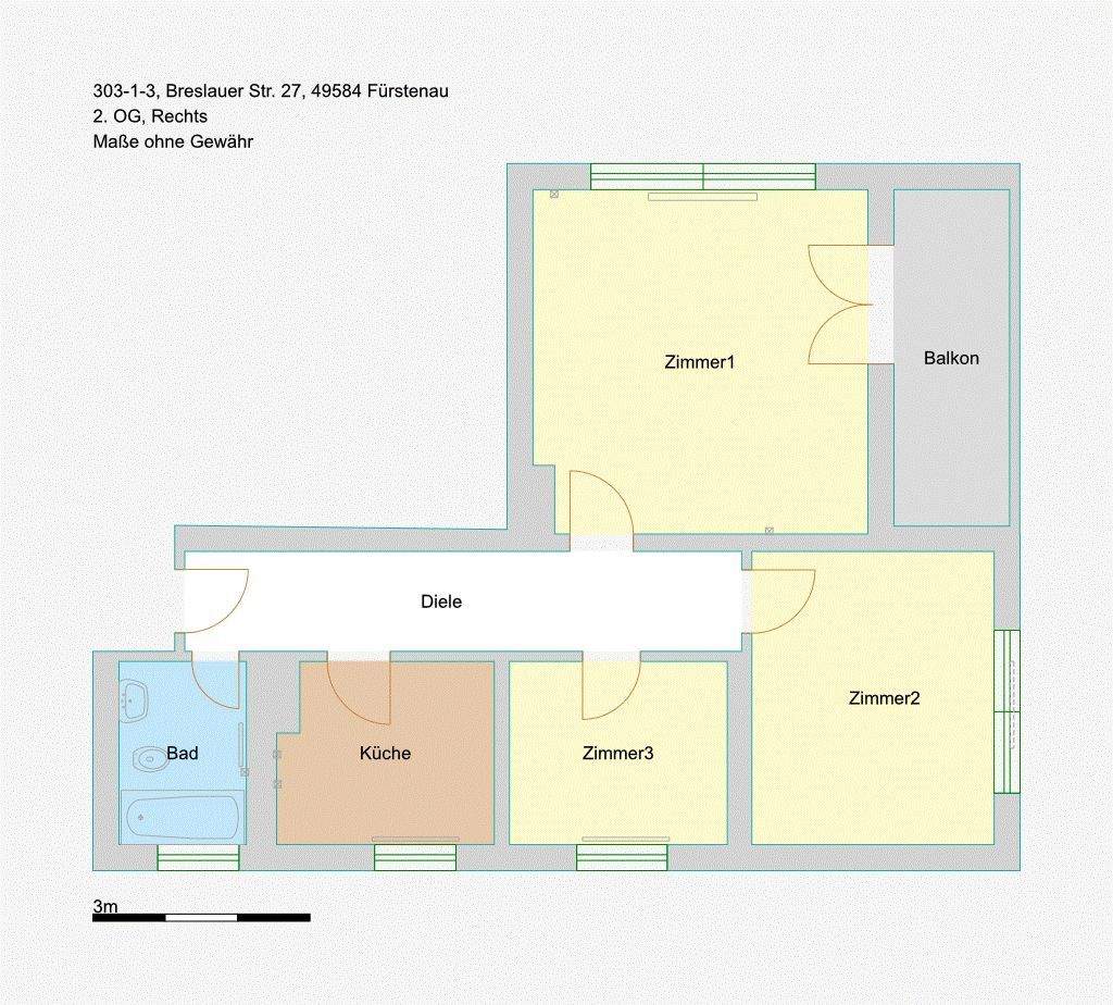 Wohnung zur Miete 385 € 4 Zimmer 66 m²<br/>Wohnfläche 2.<br/>Geschoss 01.03.2025<br/>Verfügbarkeit Breslauer Str. 27 Fürstenau Fürstenau 49584