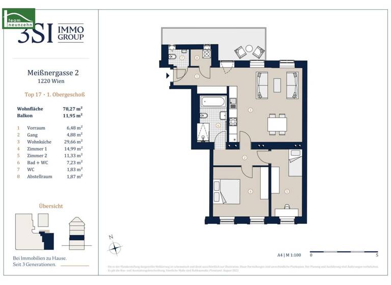 Wohnung zum Kauf 495.001 € 3 Zimmer 78,8 m² 1. Geschoss Meißnergasse 2 Wien 1220