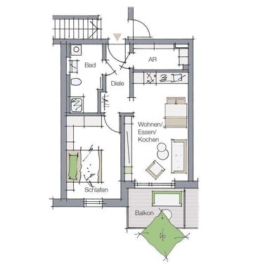 Terrassenwohnung zum Kauf provisionsfrei 281.538 € 2 Zimmer 54,8 m² 1. Geschoss Kornburger Hauptstr. Kornburg / Worzeldorf Nürnberg 90455