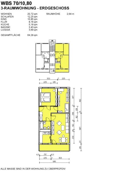 Wohnung zur Miete nur mit Wohnberechtigungsschein 481 € 3 Zimmer 64,3 m²<br/>Wohnfläche 30.01.2025<br/>Verfügbarkeit Johannes-Paul-Thilman-Str. 12 Leubnitz (Hans-Otto-Weg) Dresden 01219