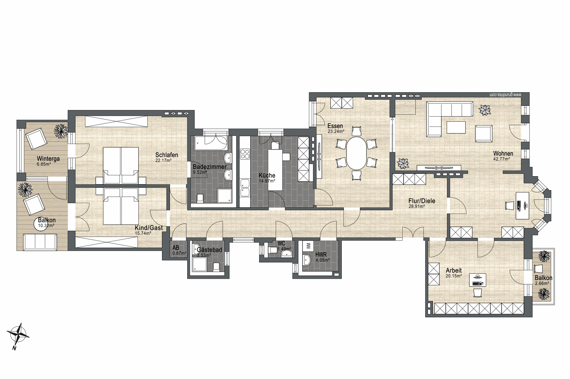 Wohnung zum Kauf 3.490.000 € 5 Zimmer 201 m²<br/>Wohnfläche 2.<br/>Geschoss Uhlenhorst Hamburg 22085