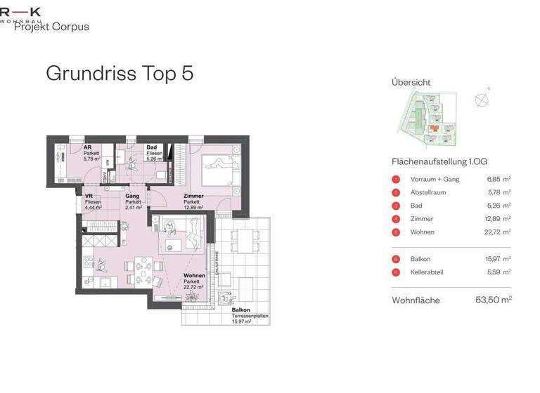 Wohnung zum Kauf - Erstbezug 379.063 € 2 Zimmer 53,5 m² 1. Geschoss Grödig 5082
