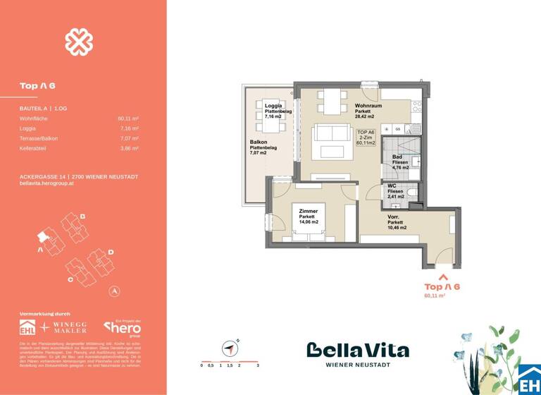 Wohnung zum Kauf - Erstbezug 279.900 € 2 Zimmer 60,1 m² 1. Geschoss Ackergasse Wiener Neustadt 2700
