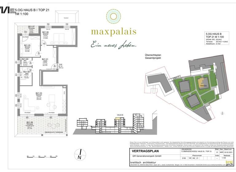 Penthouse zum Kauf - Erstbezug 719.000 € 3 Zimmer 95,9 m² 5. Geschoss Kaigasse Innere Stadt Villach 9500