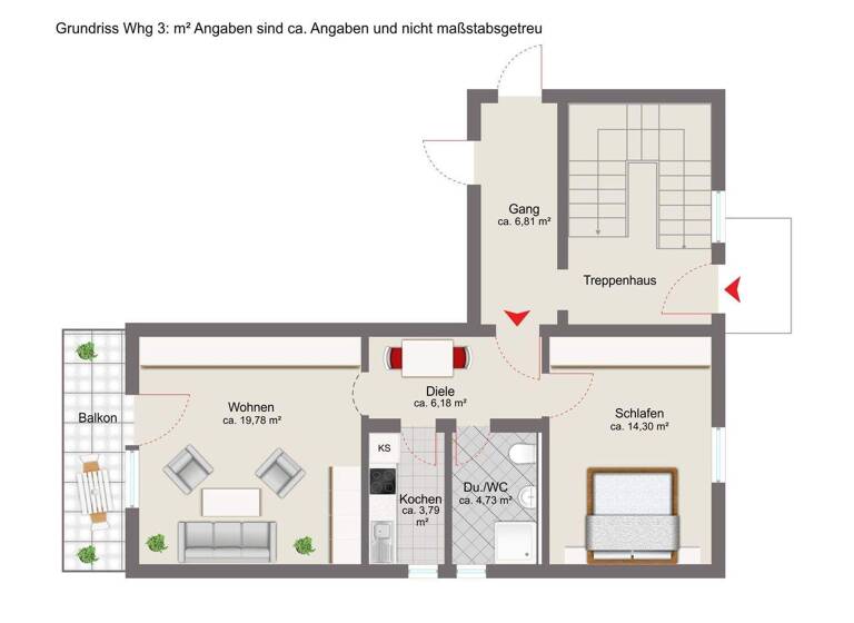 Wohnung zum Kauf 117.000 € 2 Zimmer 51 m² Egglfing Bad Füssing 94072